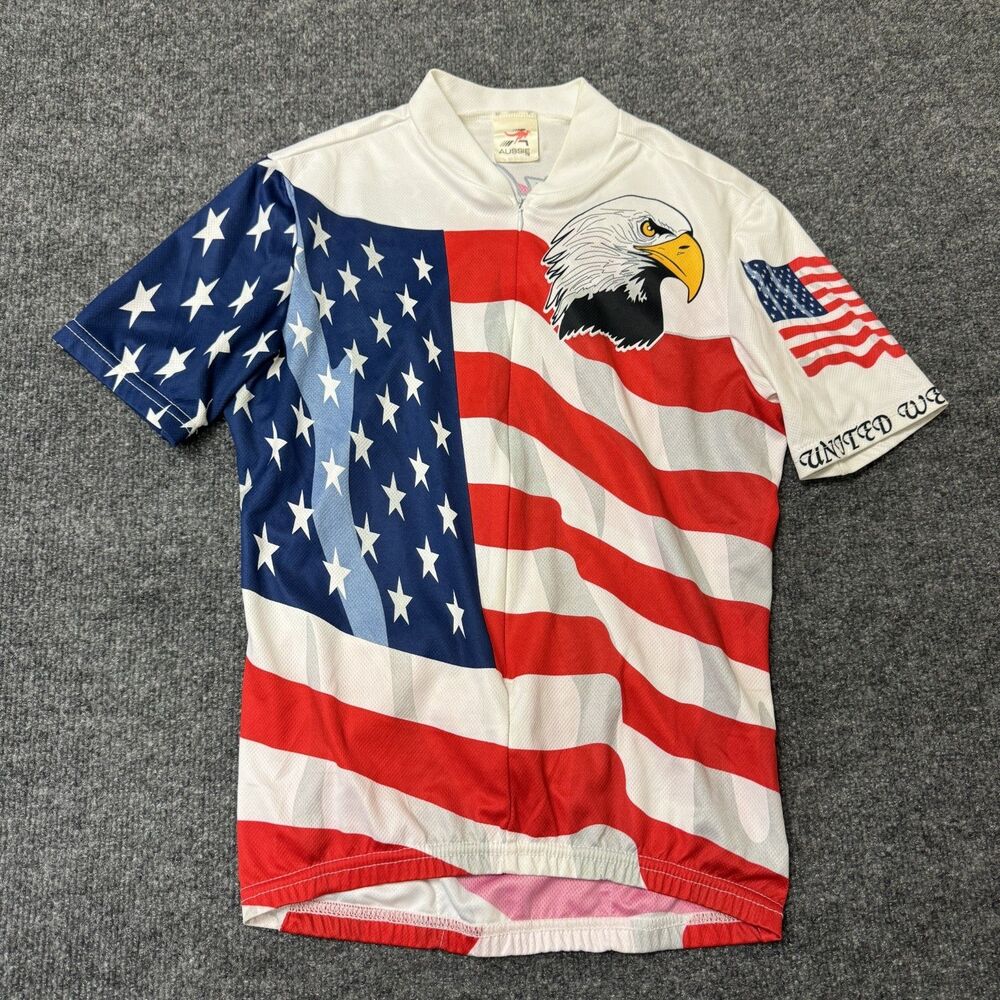 Vintage Aussie Cycling USA Flag Patriotic Eagle Jersey Mens Sz M Made In USA